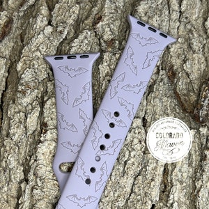 Bats, Bat Halloween Silicone Watch Band Laser Engraved, Apple Watch Compatible 38/40/41mm, 42/44/45mm, Series 1,2,3,4,5,6,7,8,9,SE,SE2