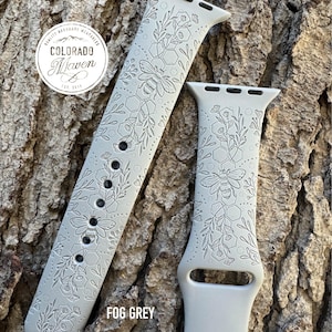 Bee and Honeycomb Floral Silicone Watch Band Laser Engraved, Apple Watch Compatible Series 1-11, SE 1-3 & Ultra 1-3