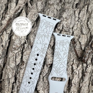 English Bulldog Watch Band Silicone Laser Engraved, Apple Watch Compatible 38/40/41mm, 42/44/45mm, Series 1,2,3,4,5,6,7,8,9,SE,SE2