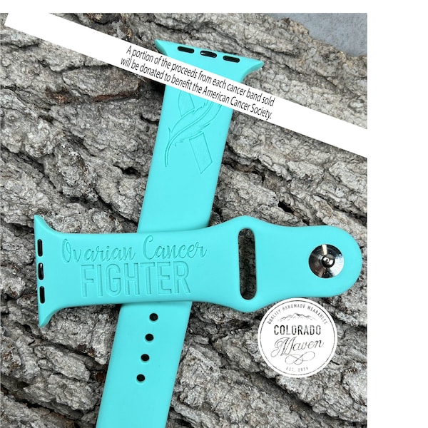 Ovarian Cancer Warrior Silicone Band Laser Engraved-5 Options, Apple Watch Compatible 38/40/41mm, 42/44/45mm,Series 1,2,3,4,5,6,7,8,9,SE,SE2