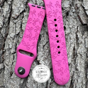 Bow Ribbon Silicone Watch Band Laser Engraved, Apple Watch Compatible Series 1-11, SE 1-3 & Ultra 1-3 Bild 6