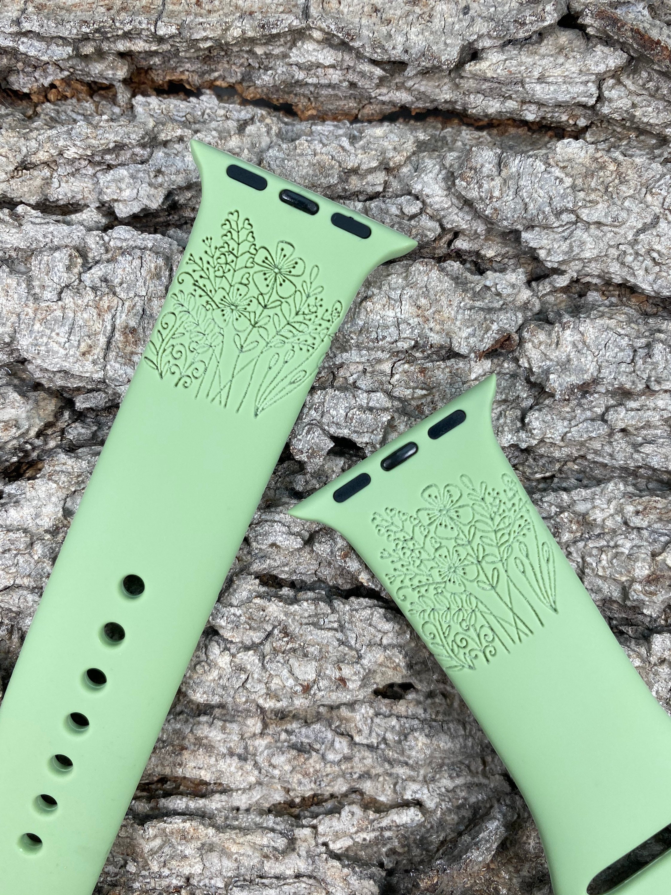 Wildflower Garden Silicone Watch Band Laser Engraved