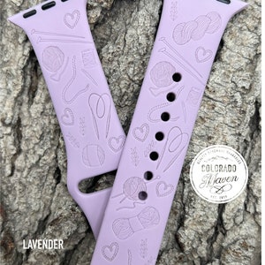 Knitting Watch Band Silicone Laser Engraved, Apple Watch Compatible 38/40/41mm, 42/44/45mm, Series 1,2,3,4,5,6,7,8,9,SE,SE2