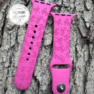 Bow Ribbon Silicone Watch Band Laser Engraved, Apple Watch Compatible Series 1-11, SE 1-3 & Ultra 1-3 Bild 4