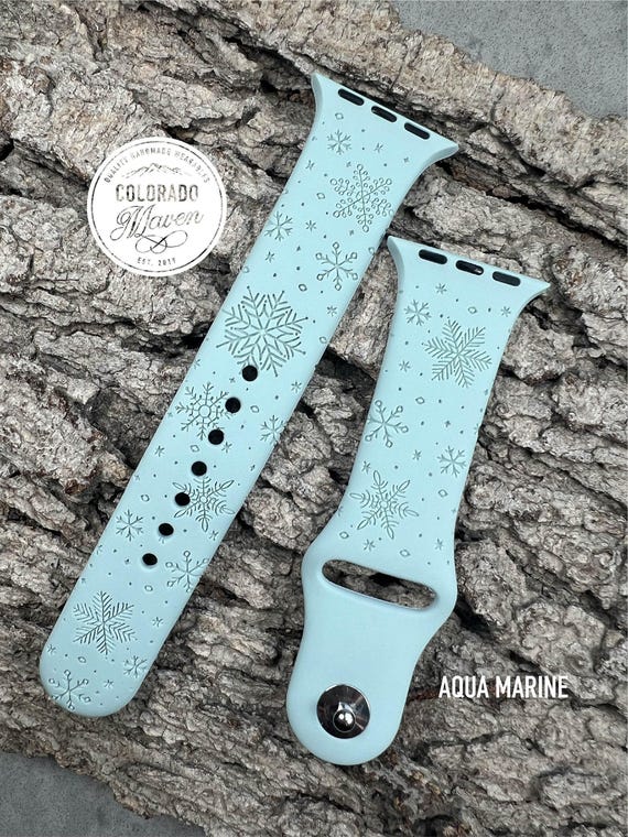 Snowflake Sweater Weather Silicone Watch Band Laser Engraved, Apple Watch Compatible Series 1-11, SE 1-3 & Ultra 1-3