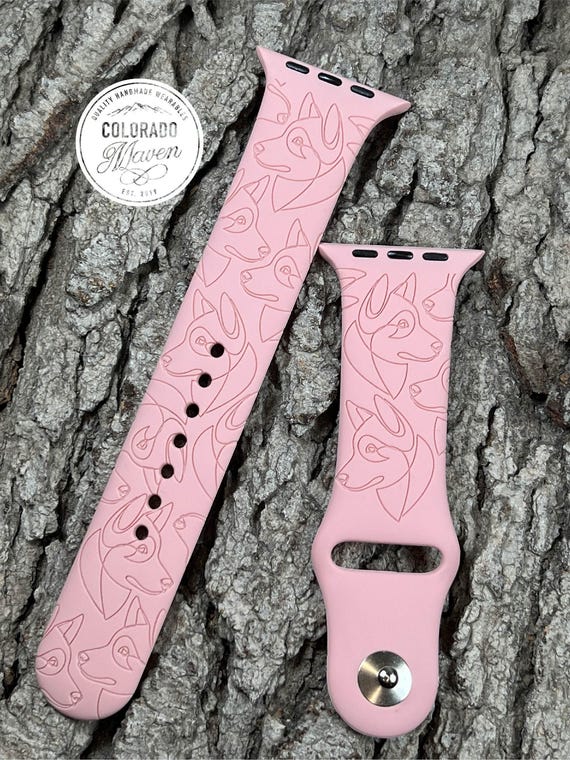Husky Dog Silicone Watch Band Laser Engraved, Apple Watch Compatible Series 1-11, SE 1-3 & Ultra 1-3