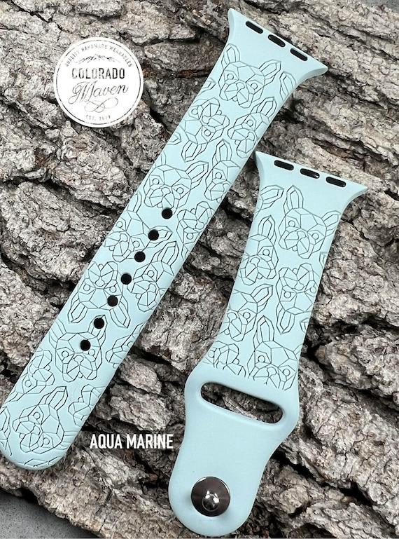 French Bulldog, Frenchie, Silicone Watch Band Laser Engraved, Apple Watch Compatible Series 1-11, SE 1-3 & Ultra 1-3