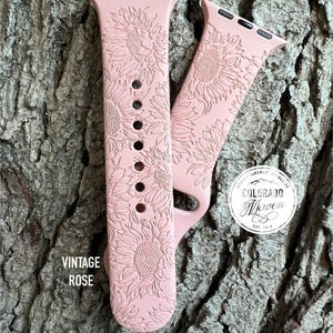 Sunflower Silicone Watch Band Laser Engraved, Apple Watch Compatible Series 1-11, SE 1-3 & Ultra 1-3