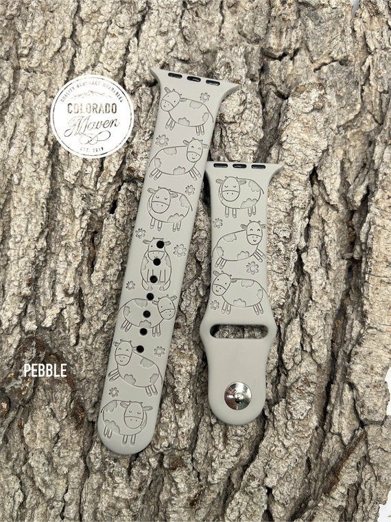Cow Cartoon Watch Band Silicone Laser Engraved, Apple Watch Compatible 38/40/41mm, 42/44/45mm, Series 1,2,3,4,5,6,7,8,9,SE,SE2