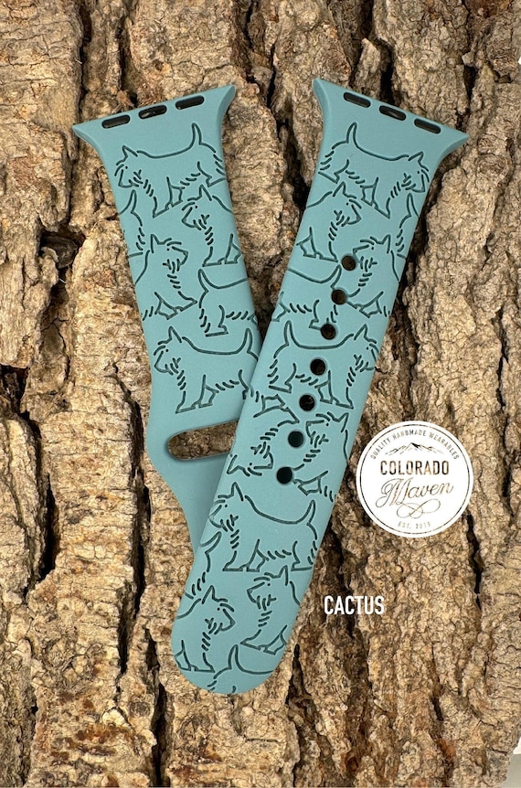 Westie Dog Silicone Watch Band Laser Engraved, Apple Watch Compatible Series 1-11, SE 1-3 & Ultra 1-3