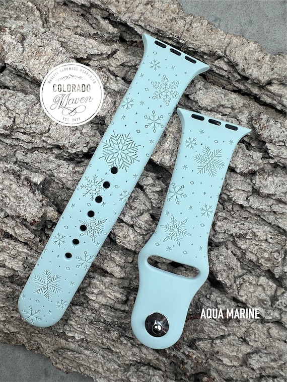 Snowflake Sweater Weather Watch Band Silicone Laser Engraved, Apple Watch Compatible 38/40/41mm, 42/44/45mm, Series 1,2,3,4,5,6,7,8,9,SE,SE2