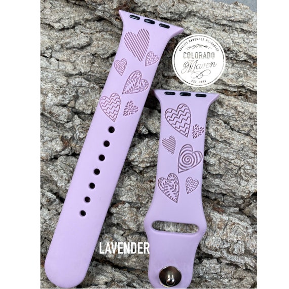 Valentine's Day Hearts Silicone Band Laser Engraved, Apple Watch Compatible 38/40/41mm, 42/44/45mm, Series 1,2,3,4,5,6,7,8,9,SE,SE2