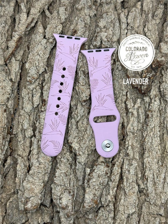 Bird of Paradise Floral Silicone Watch Band Laser Engraved, Apple Watch Compatible Series 1-11, SE 1-3 & Ultra 1-3