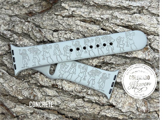 Zombie, Living Dead Halloween Silicone Watch Band Laser Engraved, Apple Watch Compatible Series 1-11, SE 1-3 & Ultra 1-3