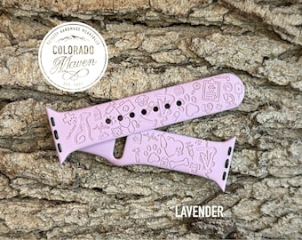 Veterinarian Silicone Watch Band Laser Engraved, Apple Watch Compatible Series 1-11, SE 1-3 & Ultra 1-3