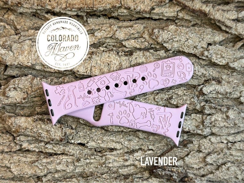 Veterinarian Silicone Watch Band Laser Engraved, Apple Watch Compatible Series 1-11, SE 1-3 & Ultra 1-3 bild 1