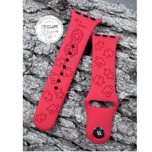 Autism, Autism Awareness Silicone Watch Band Laser Engraved, Apple Watch Compatible Series 1-11, SE 1-3 & Ultra 1-3 Bild 1