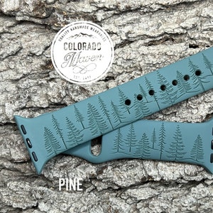 Forest Tree Wilderness Silicone Band Laser Engraved, Apple Watch Compatible 38/40/41mm, 42/44/45mm, Series 1,2,3,4,5,6,7,8,9,SE,SE2