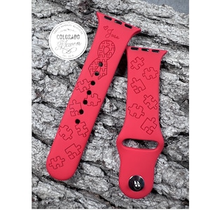 Autism, Autism Awareness Silicone Band Laser Engraved, Apple Watch Compatible 38/40/41mm, 42/44/45mm, Series 1,2,3,4,5,6,7,8,9,SE,SE2