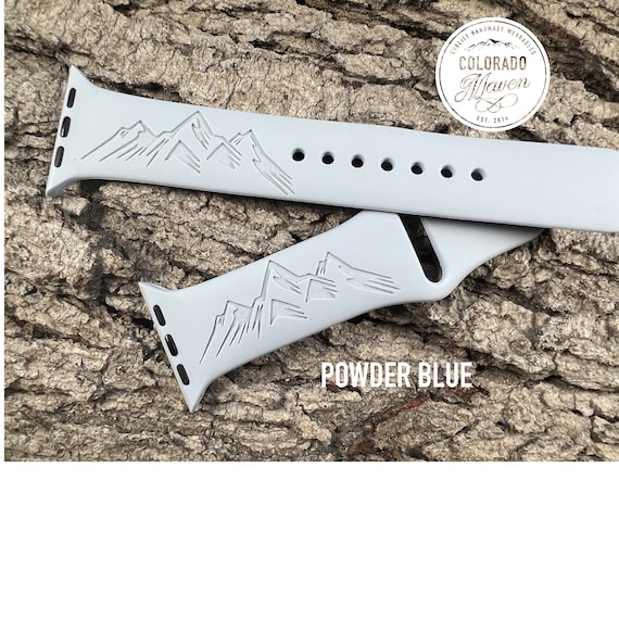 Rocky Mountains Mountain Range, Silicone Band Laser Engraved, Apple Watch Compatible 38/40/41mm, 42/44/45mm,Series 1,2,3,4,5,6,7,8,9,SE,SE28