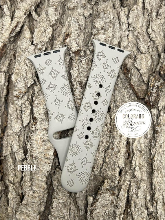 Southwest Boho Silicone Watch Band Laser Engraved, Apple Watch Compatible Series 1-11, SE 1-3 & Ultra 1-3