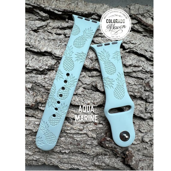 Pineapple Fruit, Tropical, Silicone Watch Band Laser Engraved, Apple Watch Compatible Series 1-11, SE 1-3 & Ultra 1-3