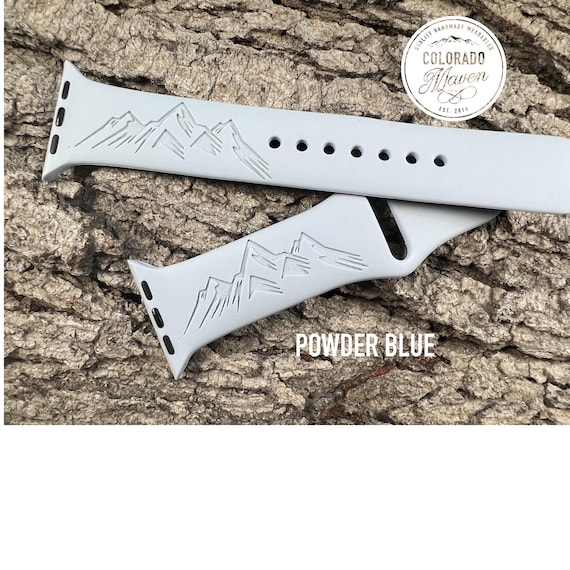 Rocky Mountains Mountain Range, Silicone Watch Band Laser Engraved, Apple Watch Compatible Series 1-11, SE 1-3 & Ultra 1-3