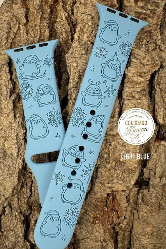 Penguin Watch Band Silicone Watch Band Laser Engraved, Apple Watch Compatible Series 1-11, SE 1-3 & Ultra 1-3
