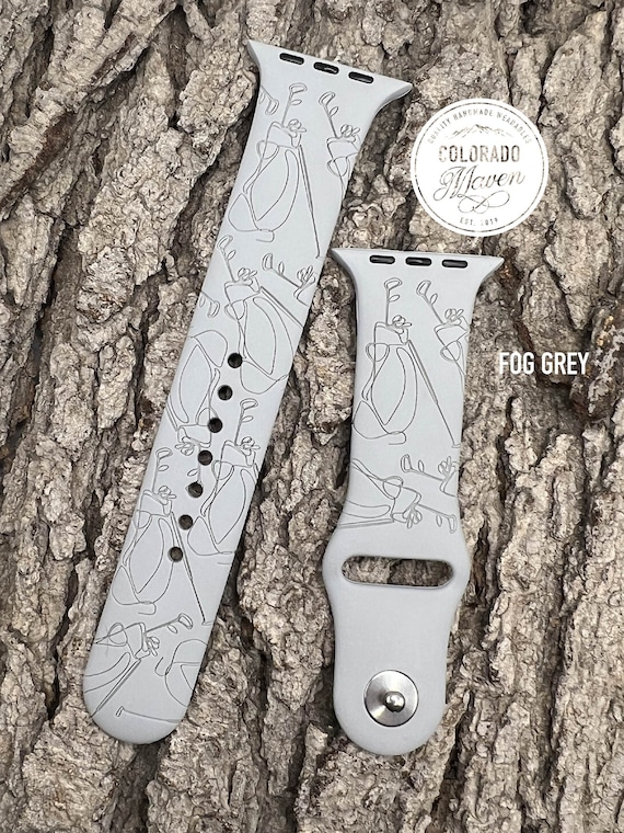 Golf Bag, Golf Silicone Watch Band Laser Engraved, Apple Watch Compatible 38/40/41mm, 42/44/45mm, Series 1,2,3,4,5,6,7,8,9,SE,SE2