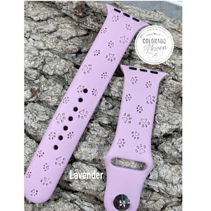 Dog Paw Print Silicone Band Laser Engraved, Apple Watch Compatible 38/40/41mm, 42/44/45mm, Series 1,2,3,4,5,6,7,8,9,SE,SE2