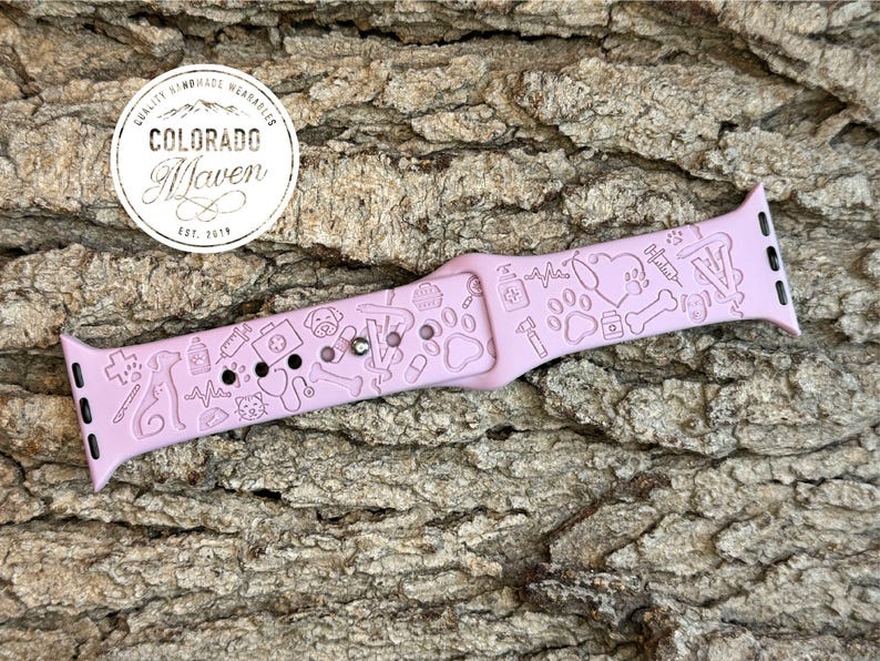 Veterinarian Silicone Watch Band Laser Engraved, Apple Watch Compatible Series 1-11, SE 1-3 & Ultra 1-3 bild 3