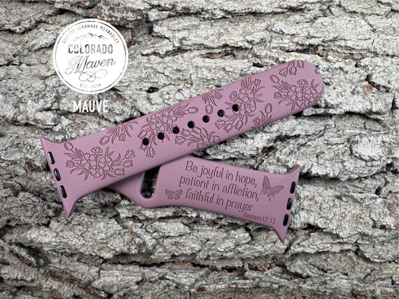 Romans 12:12 Silicone Watch Band Laser Engraved, Apple Watch Compatible Series 1-11, SE 1-3 & Ultra 1-3