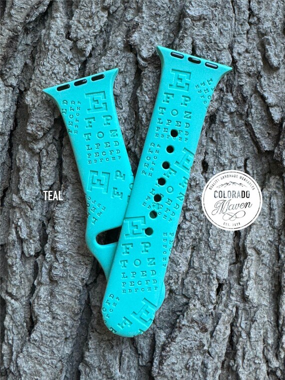 Snellen Eye Chart, Optometrist, Eye Doctor Silicone Watch Band Laser Engraved, Apple Watch Compatible Series 1-11, SE 1-3 & Ultra 1-3