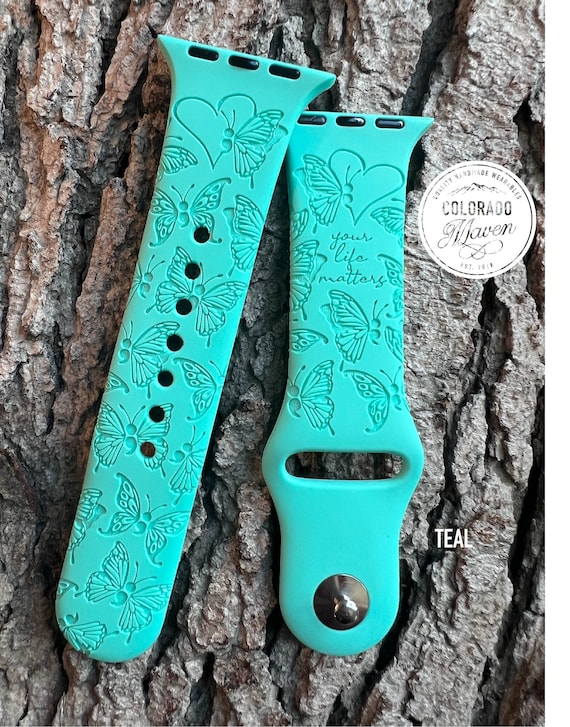 Suicide Awareness Silicone Watch Band Laser Engraved, Apple Watch Compatible 38/40/41mm, 42/44/45mm, Series 1,2,3,4,5,6,7,8,9,SE,SE2