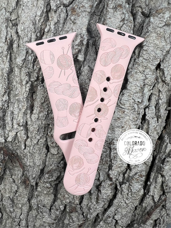 Yarn Knitting Watch Band Silicone Laser Engraved, Apple Watch Compatible Series 1-11, SE 1-3 & Ultra 1-3