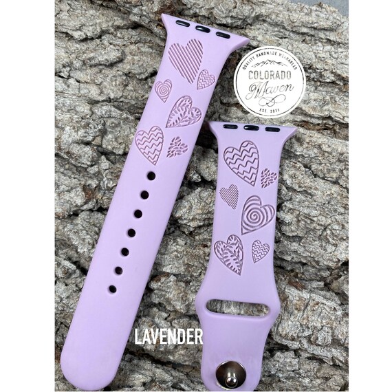 Valentine's Day Hearts Silicone Watch Band Laser Engraved, Apple Watch Compatible Series 1-11, SE 1-3 & Ultra 1-3