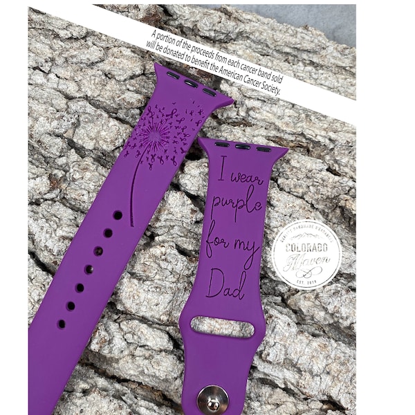 Pancreatic Cancer “I wear purple for my”dad, mom, sister, brother, aunt, grandma, etc. Silicone Band Laser Engraved - multiple options