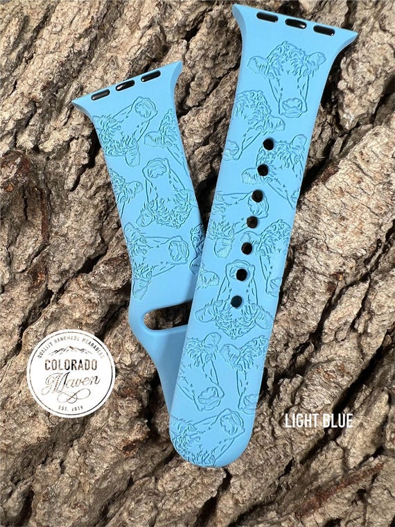 Hereford Cow Silicone Watch Band Laser Engraved, Apple Watch Compatible Series 1-11, SE 1-3 & Ultra 1-3