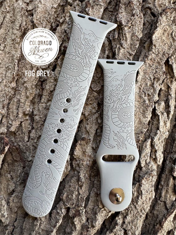 Dragon Watch Band Silicone Laser Engraved, Apple Watch Compatible Series 1-11, SE 1-3 & Ultra 1-3
