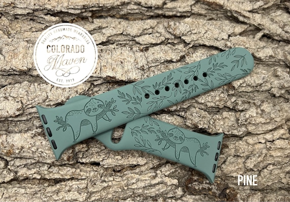 Sloth Watch Band Silicone Watch Band Laser Engraved, Apple Watch Compatible Series 1-11, SE 1-3 & Ultra 1-3