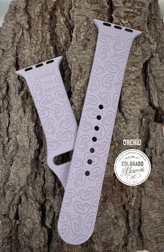 Kidney Donor Silicone Watch Band Laser Engraved, Apple Watch Compatible Series 1-11, SE 1-3 & Ultra 1-3