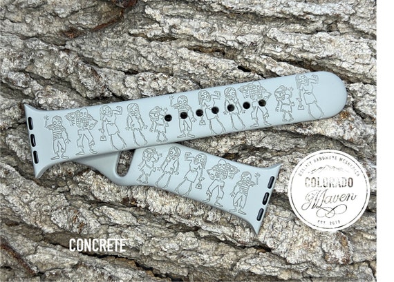 Zombie, Living Dead Halloween Watch Band Laser Engraved, Apple Watch Compatible 38/40/41mm, 42/44/45mm, Series 1,2,3,4,5,6,7,8,9,SE,SE2