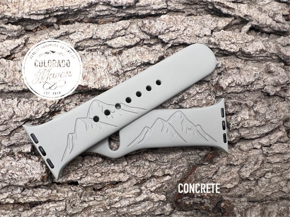 Mountains, Mountain Range Silicone Band Laser Engraved, Apple Watch Compatible 38/40/41mm, 42/44/45mm, Series 1,2,3,4,5,6,7,8,9,SE,SE2