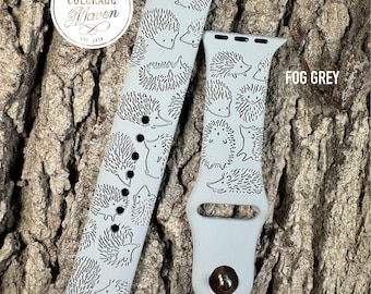 Hedgehog Silicone Watch Band Laser Engraved, Apple Watch Compatible Series 1-11, SE 1-3 & Ultra 1-3
