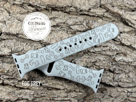 Fitness Gym Exercise Silicone Watch Band Laser Engraved, Apple Watch Compatible Series 1-11, SE 1-3 & Ultra 1-3