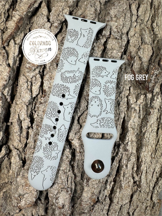 Hedgehog Watch Band Silicone Laser Engraved, Apple Watch Compatible 38/40/41mm, 42/44/45mm, Series 1,2,3,4,5,6,7,8,9,SE,SE2