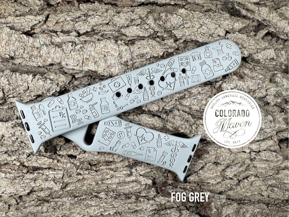 Pharmacy, Pharmacist Silicone Watch Band Laser Engraved, Apple Watch Compatible Series 1-11, SE 1-3 & Ultra 1-3