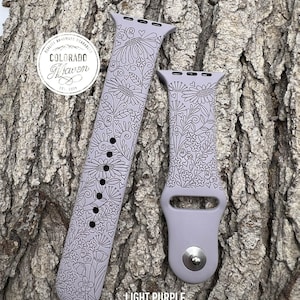 Whimsical Daisy Flower Silicone Watch Band Laser Engraved, Apple Watch Compatible Series 1-11, SE 1-3 & Ultra 1-3