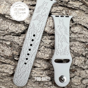 Horse Equestrian Silicone Band Laser Engraved, Apple Watch Compatible 38/40/41mm, 42/44/45mm, Series 1,2,3,4,5,6,7,8,9,SE,SE2