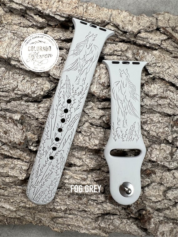 Horse Equestrian Silicone Band Laser Engraved, Apple Watch Compatible 38/40/41mm, 42/44/45mm, Series 1,2,3,4,5,6,7,8,9,SE,SE2